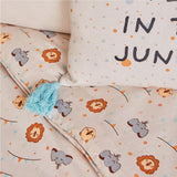 Funda De Edredón Kids 150x200cm/Almohada 45x75+15cm 100% Algodón Jungle Beige / Azul